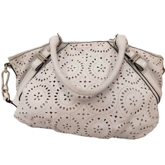 Coach Perforated Leather in White & Silver - Picture 2 of 7